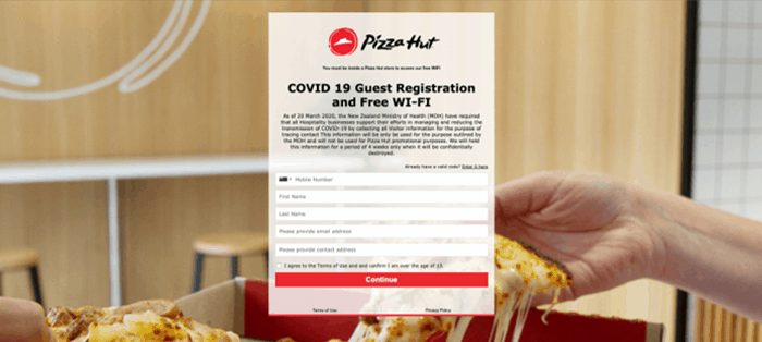 Pizza Hut Covid Registration